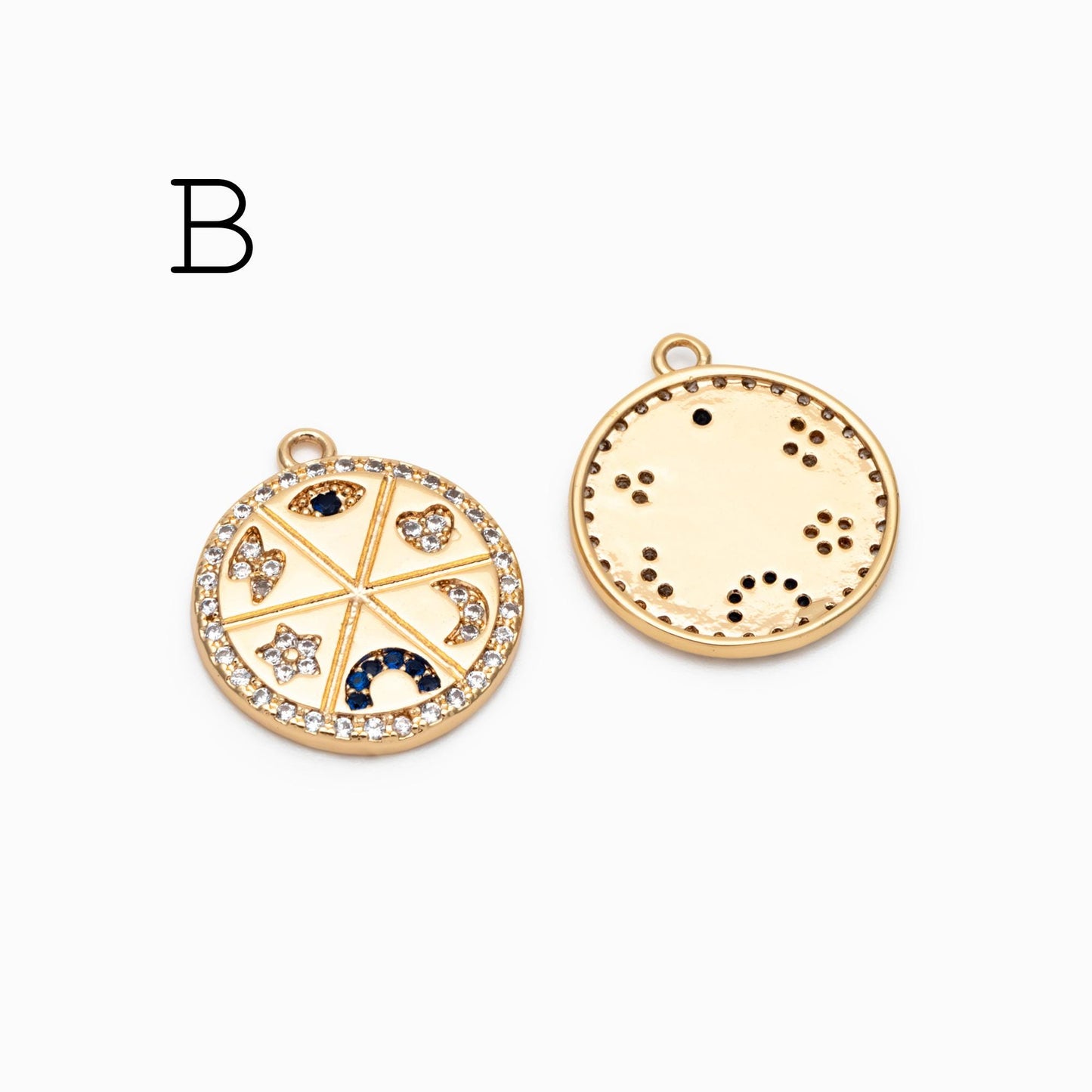 4pcs Gold/ Silver Talisman Charm, lucky charm, Lucky Medallion Pendant for Necklace Jewelry Making Supply (GB-1766)