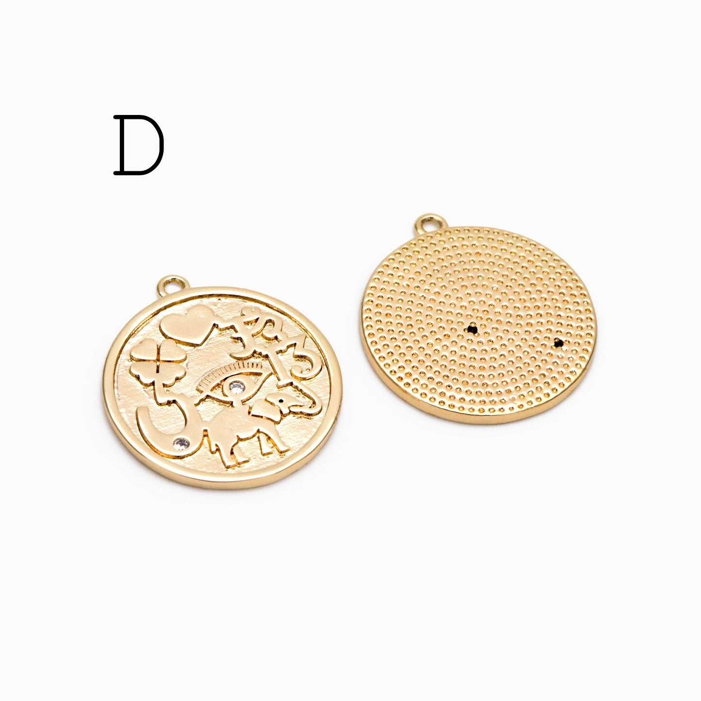 4pcs Gold/ Silver Talisman Charm, lucky charm, Lucky Medallion Pendant for Necklace Jewelry Making Supply (GB-1766)