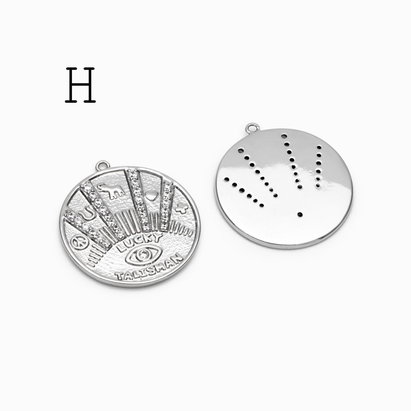 4pcs Gold/ Silver Talisman Charm, lucky charm, Lucky Medallion Pendant for Necklace Jewelry Making Supply (GB-1766)