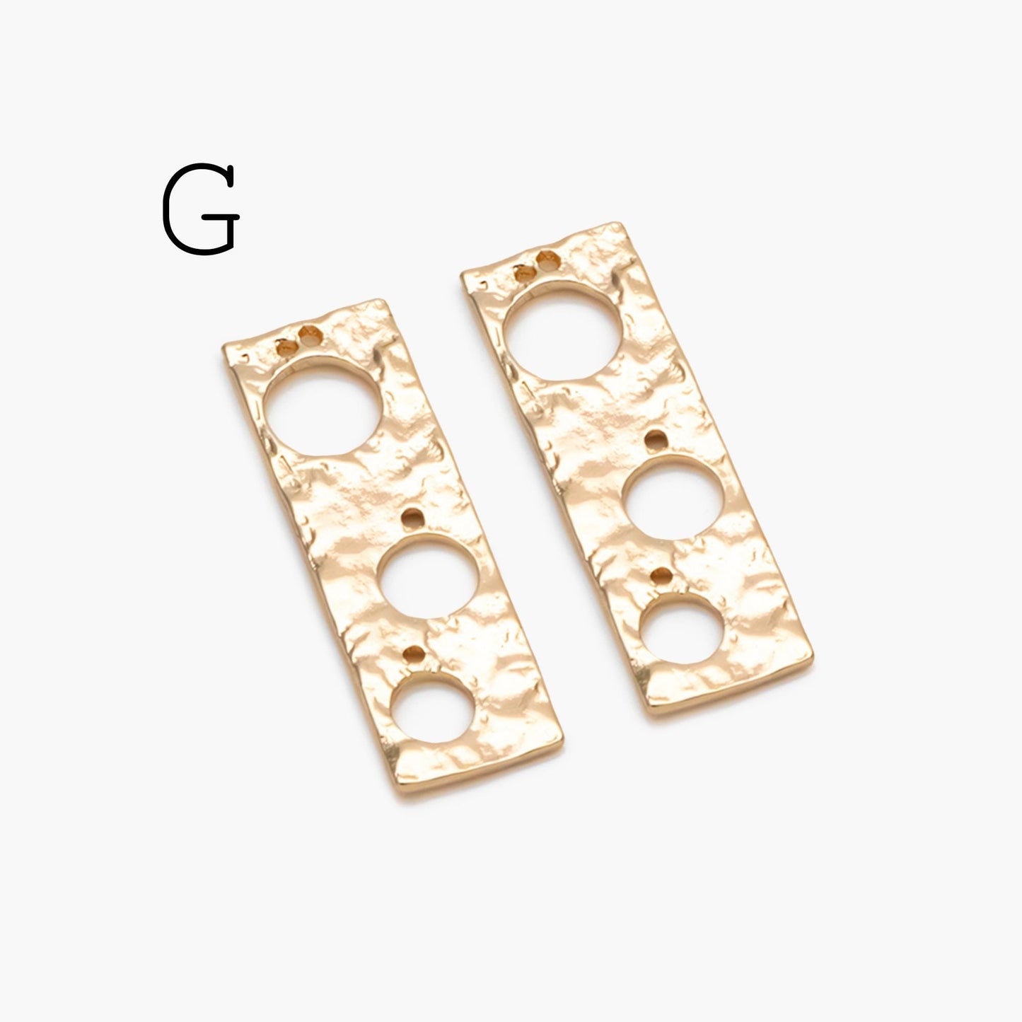 10pcs Gold Hammered Geometric Charms, 18K Gold plated Brass Rustic Pendants (GB-2977)