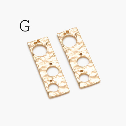 10pcs Gold Hammered Geometric Charms, 18K Gold plated Brass Rustic Pendants (GB-2977)