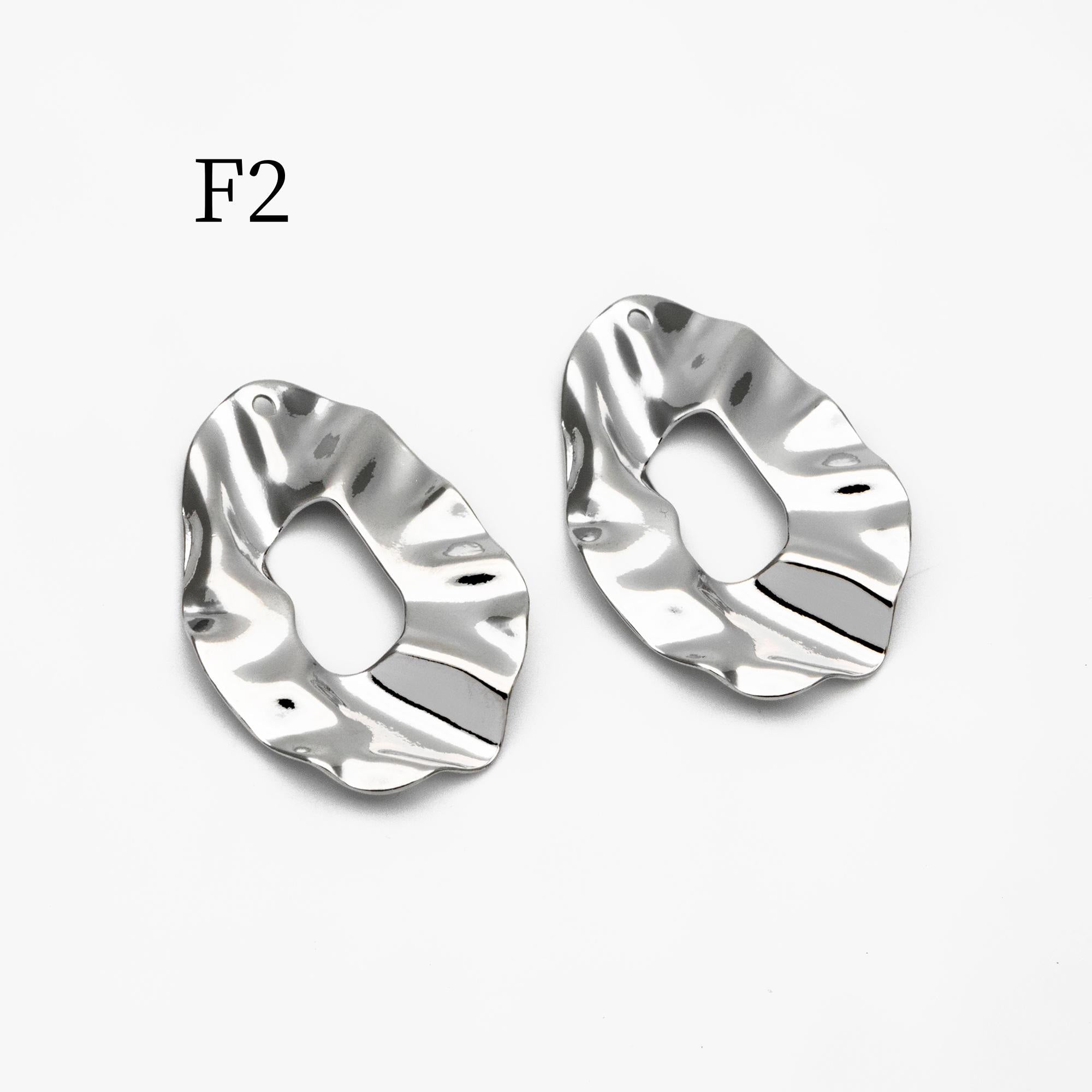 10pcs Gold/ Silver Tone Hammered Geometric Charms , Gold/ Rhodium plated Brass, Polished Earring Pendants (GB-402)