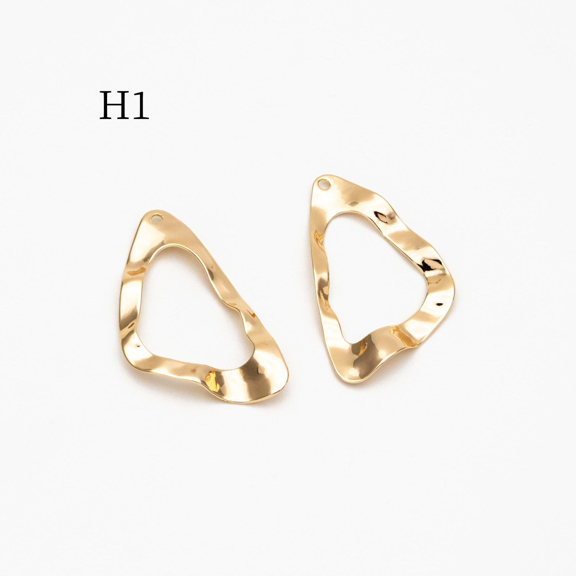 10pcs Gold/ Silver Tone Hammered Geometric Charms , Gold/ Rhodium plated Brass, Polished Earring Pendants (GB-402)