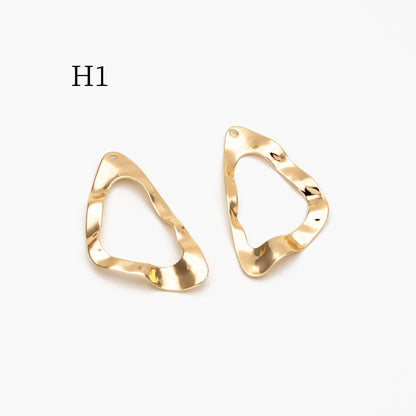 10pcs Gold/ Silver Tone Hammered Geometric Charms , Gold/ Rhodium plated Brass, Polished Earring Pendants (GB-402)