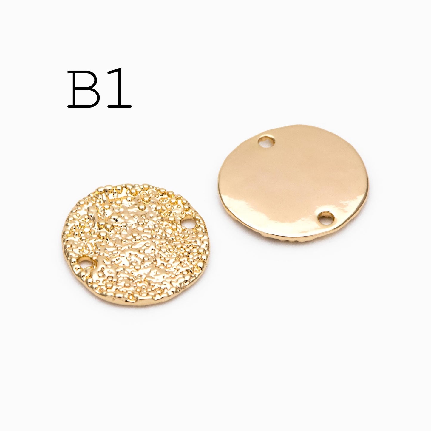 10pcs Gold/ Silver Tone Hammered Charm Connectors, Gold/ Rhodium plated Brass, Rustic Geometric Pendents (GB-1422)