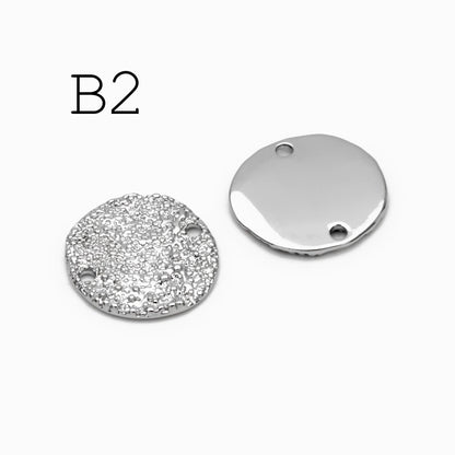 10pcs Gold/ Silver Tone Hammered Charm Connectors, Gold/ Rhodium plated Brass, Rustic Geometric Pendents (GB-1422)