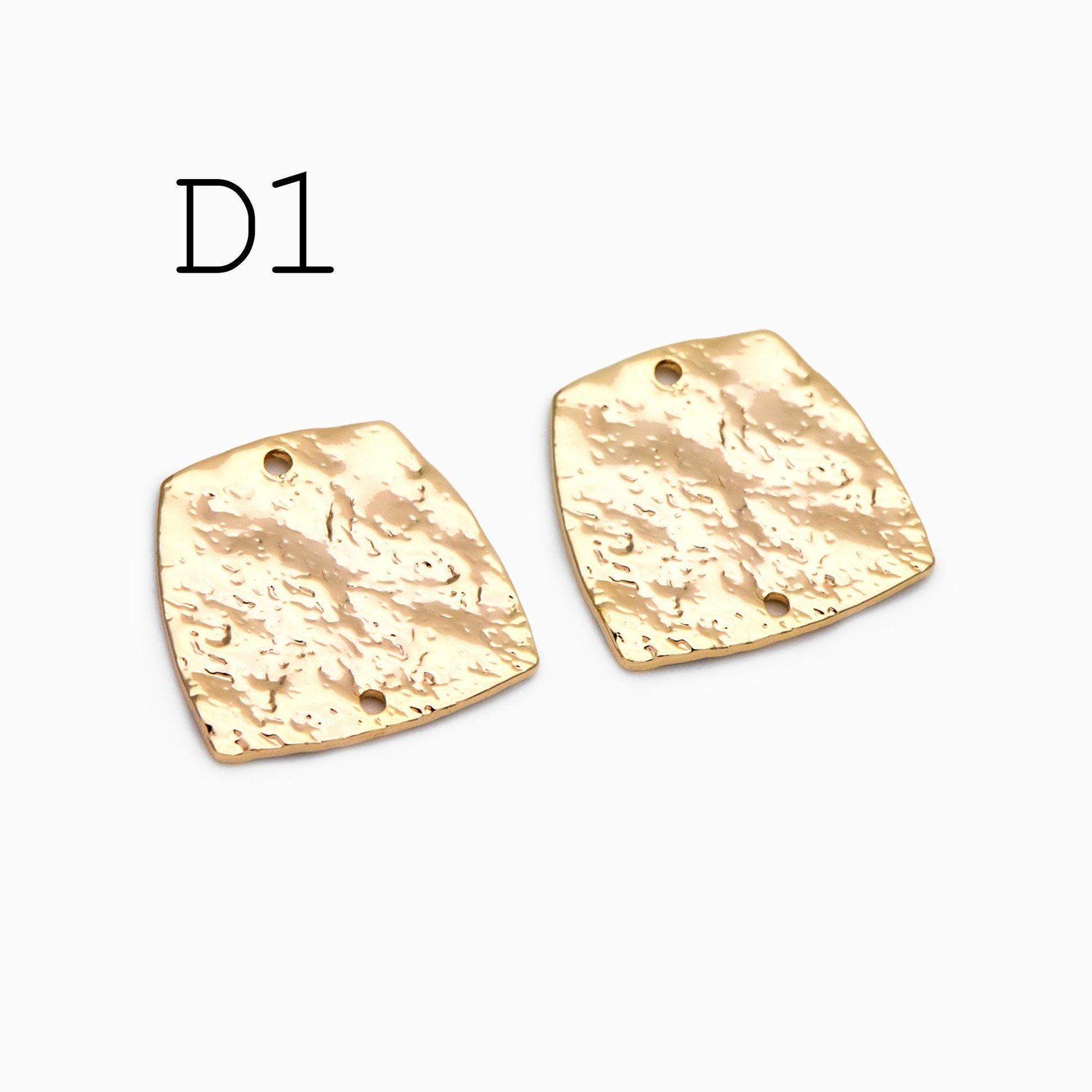 10pcs Gold/ Silver Tone Hammered Charm Connectors, Gold/ Rhodium plated Brass, Rustic Geometric Pendents (GB-1422)