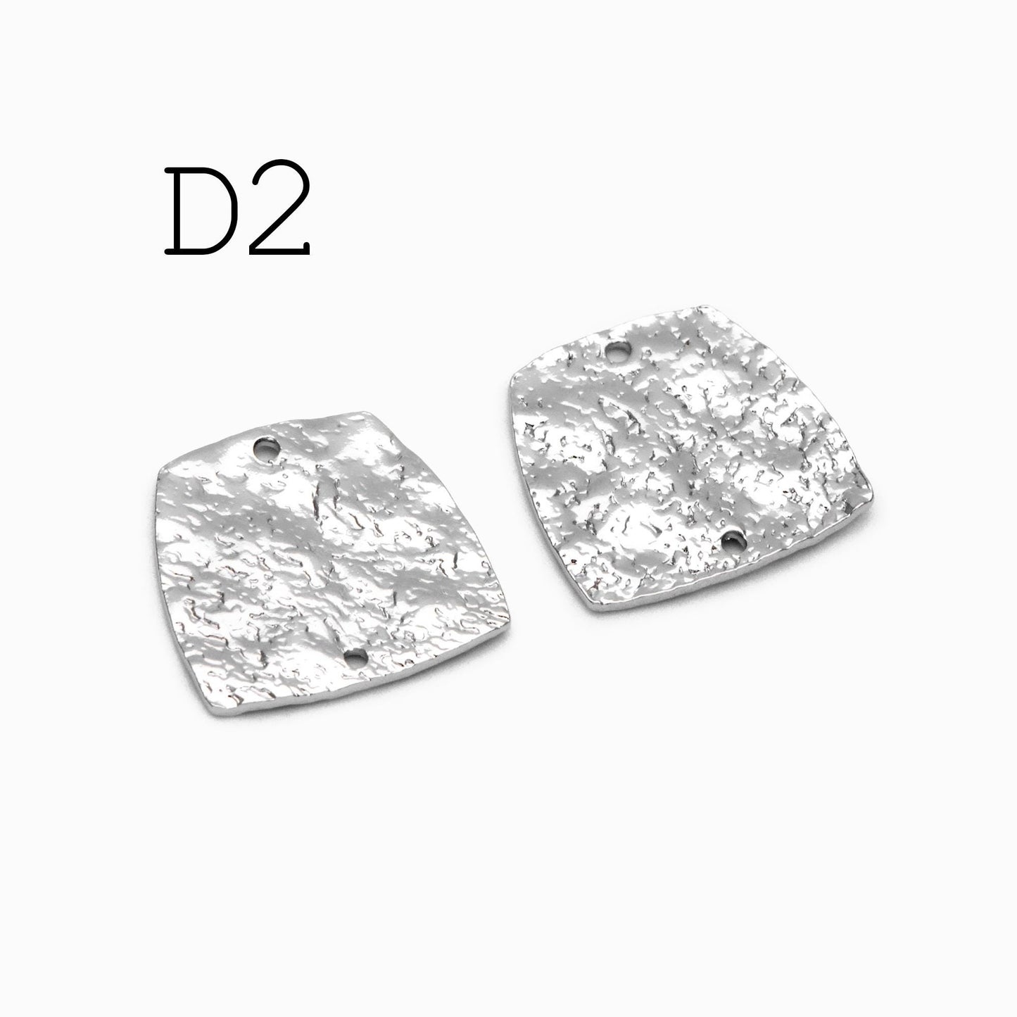 10pcs Gold/ Silver Tone Hammered Charm Connectors, Gold/ Rhodium plated Brass, Rustic Geometric Pendents (GB-1422)