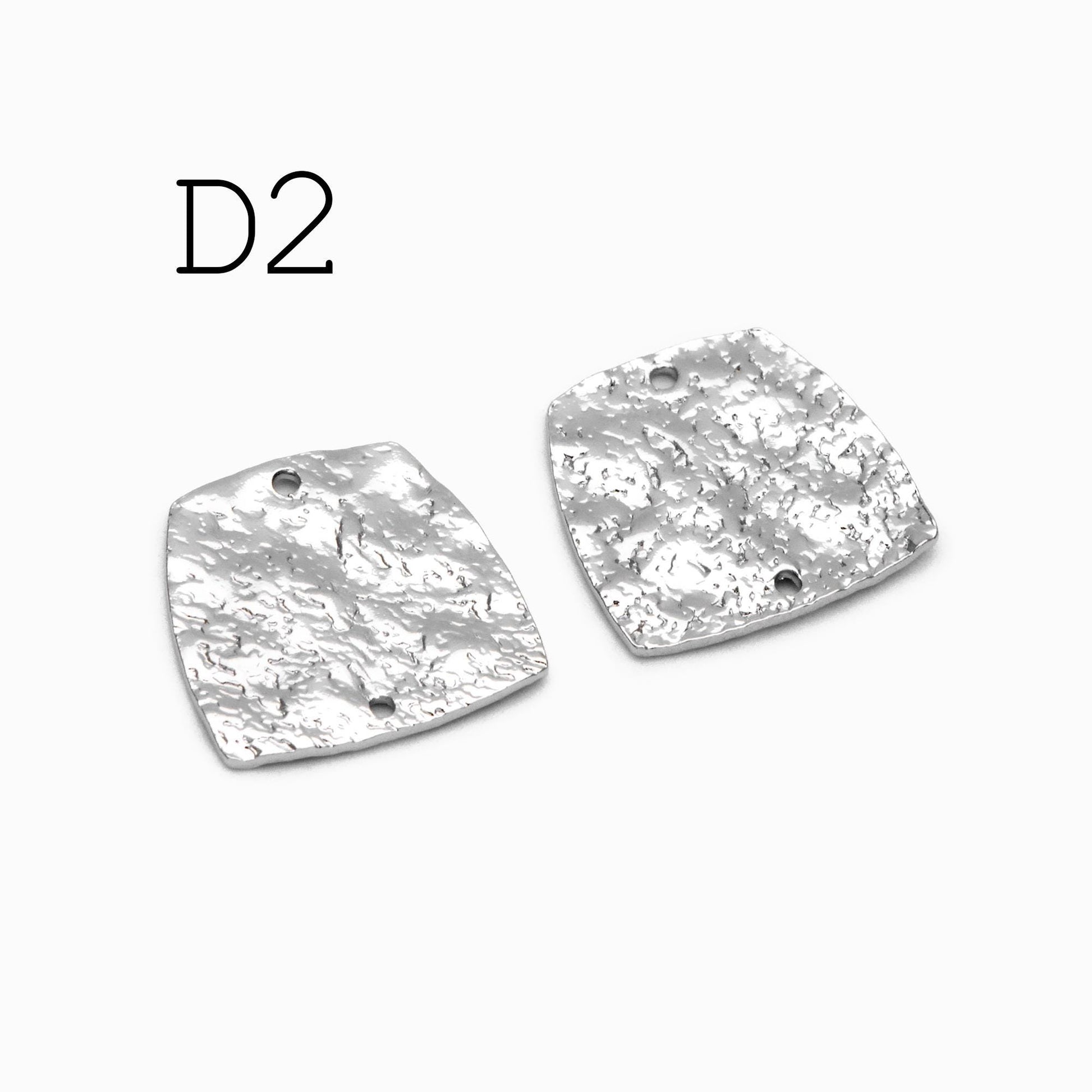 10pcs Gold/ Silver Tone Hammered Charm Connectors, Gold/ Rhodium plated Brass, Rustic Geometric Pendents (GB-1422)