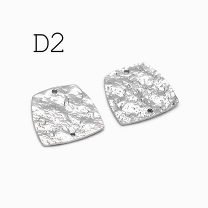 10pcs Gold/ Silver Tone Hammered Charm Connectors, Gold/ Rhodium plated Brass, Rustic Geometric Pendents (GB-1422)