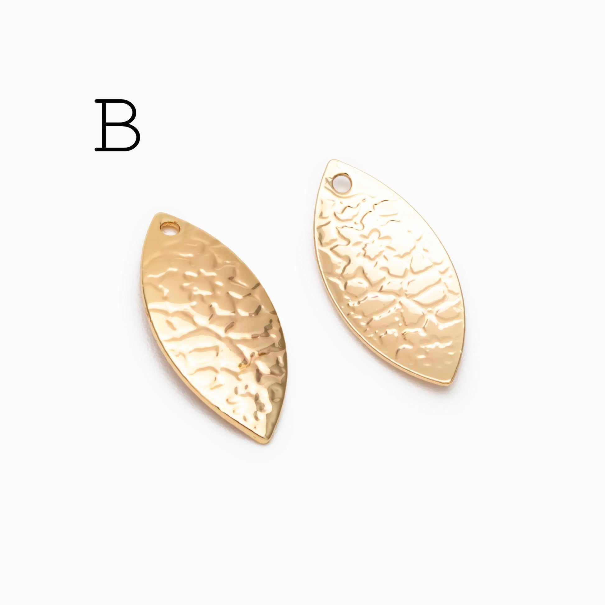 10pcs Gold/ Silver Tone Hammered Geometric Charm, Gold/ Rhodium plated Brass Earring Pendants (GB-1404)