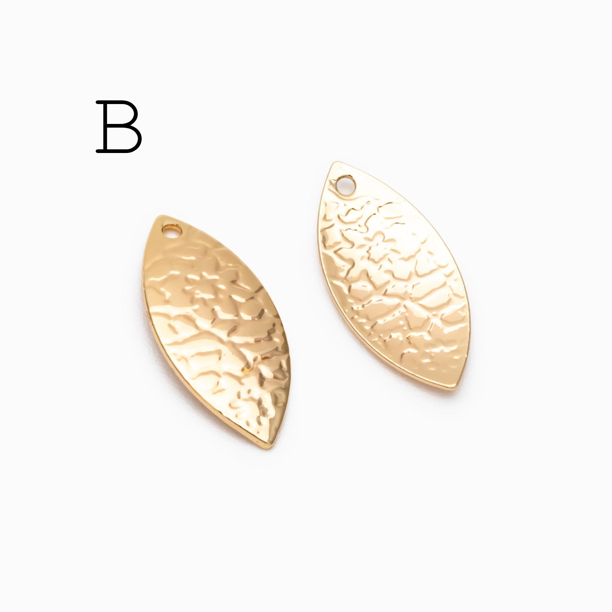 10pcs Gold/ Silver Tone Hammered Geometric Charm, Gold/ Rhodium plated Brass Earring Pendants (GB-1404)