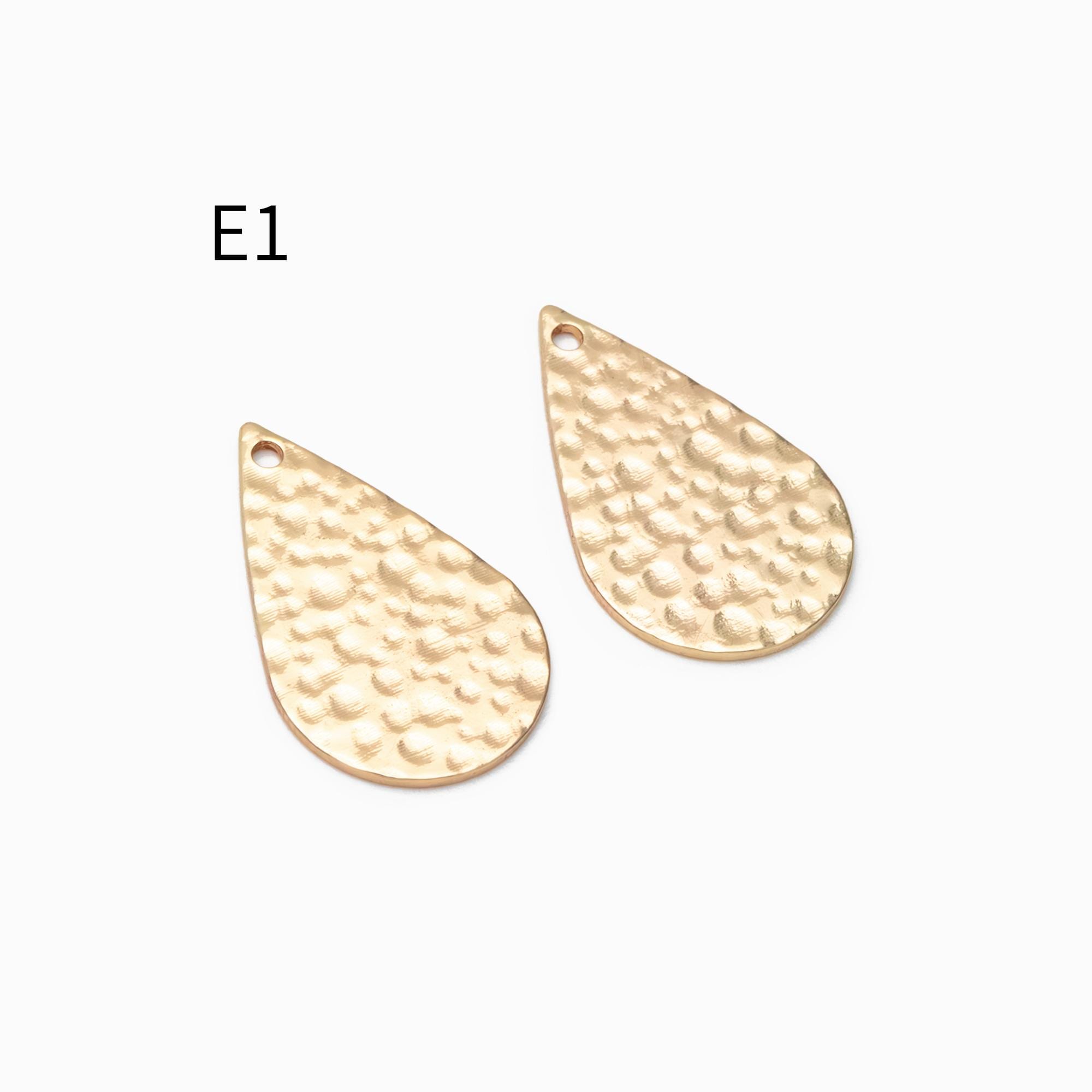10pcs Gold/ Silver Tone Hammered Geometric Charm, Gold/ Rhodium plated Brass Earring Pendants (GB-1404)
