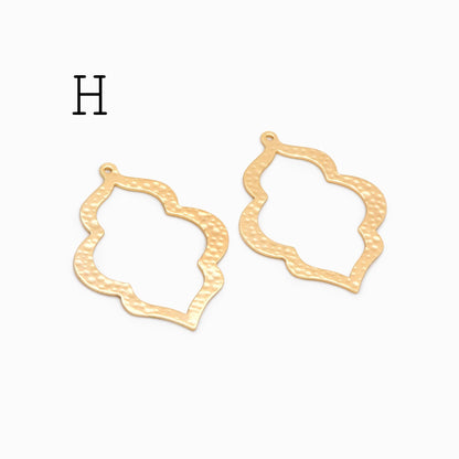 10pcs Gold/ Silver Tone Hammered Geometric Charm, Gold/ Rhodium plated Brass Earring Pendants (GB-1404)