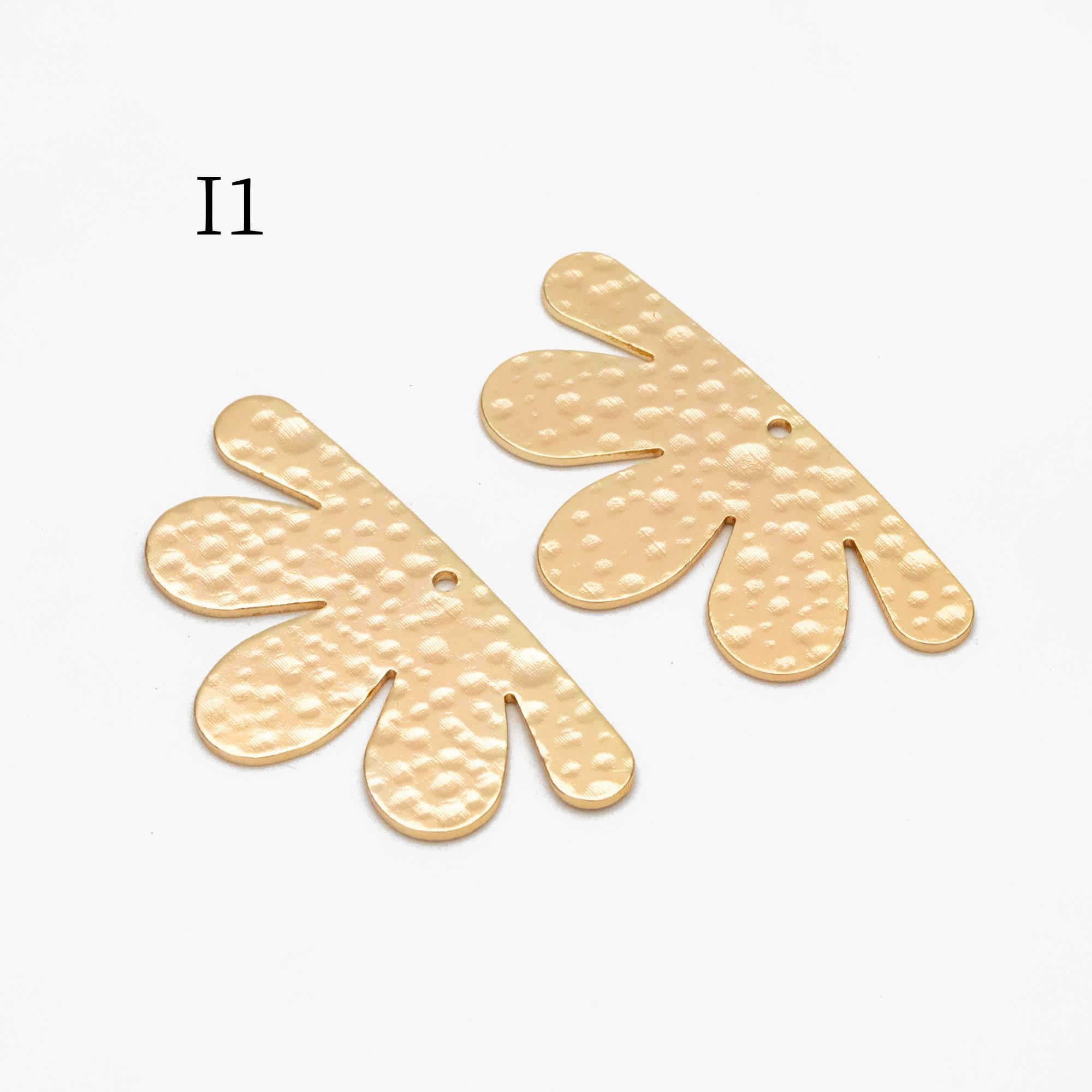 10pcs Gold/ Silver Tone Hammered Geometric Charm, Gold/ Rhodium plated Brass Earring Pendants (GB-1404)