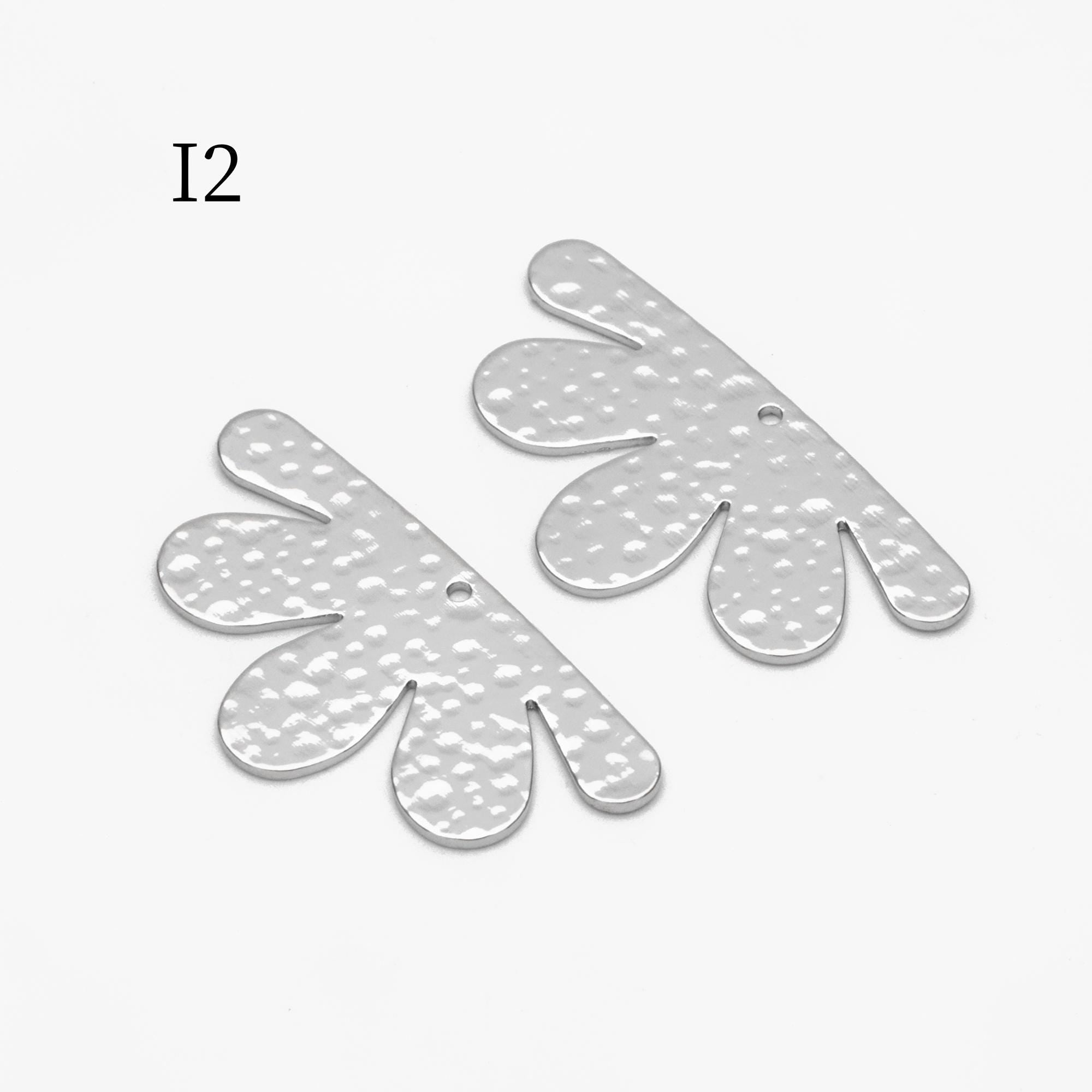 10pcs Gold/ Silver Tone Hammered Geometric Charm, Gold/ Rhodium plated Brass Earring Pendants (GB-1404)