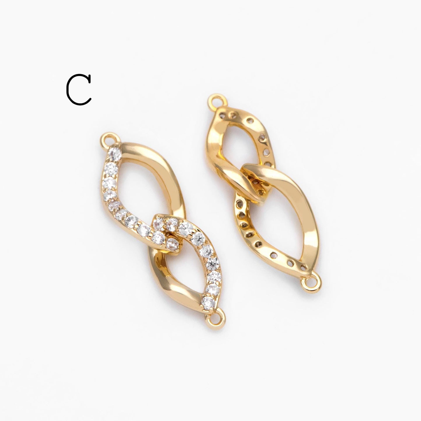 4pcs Gold Chain Connector Links, Bracelet Connector, Earring Findings, Jewelry Making, Diy Material, Jewelry Supplies (GB-2197)