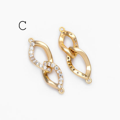 4pcs Gold Chain Connector Links, Bracelet Connector, Earring Findings, Jewelry Making, Diy Material, Jewelry Supplies (GB-2197)