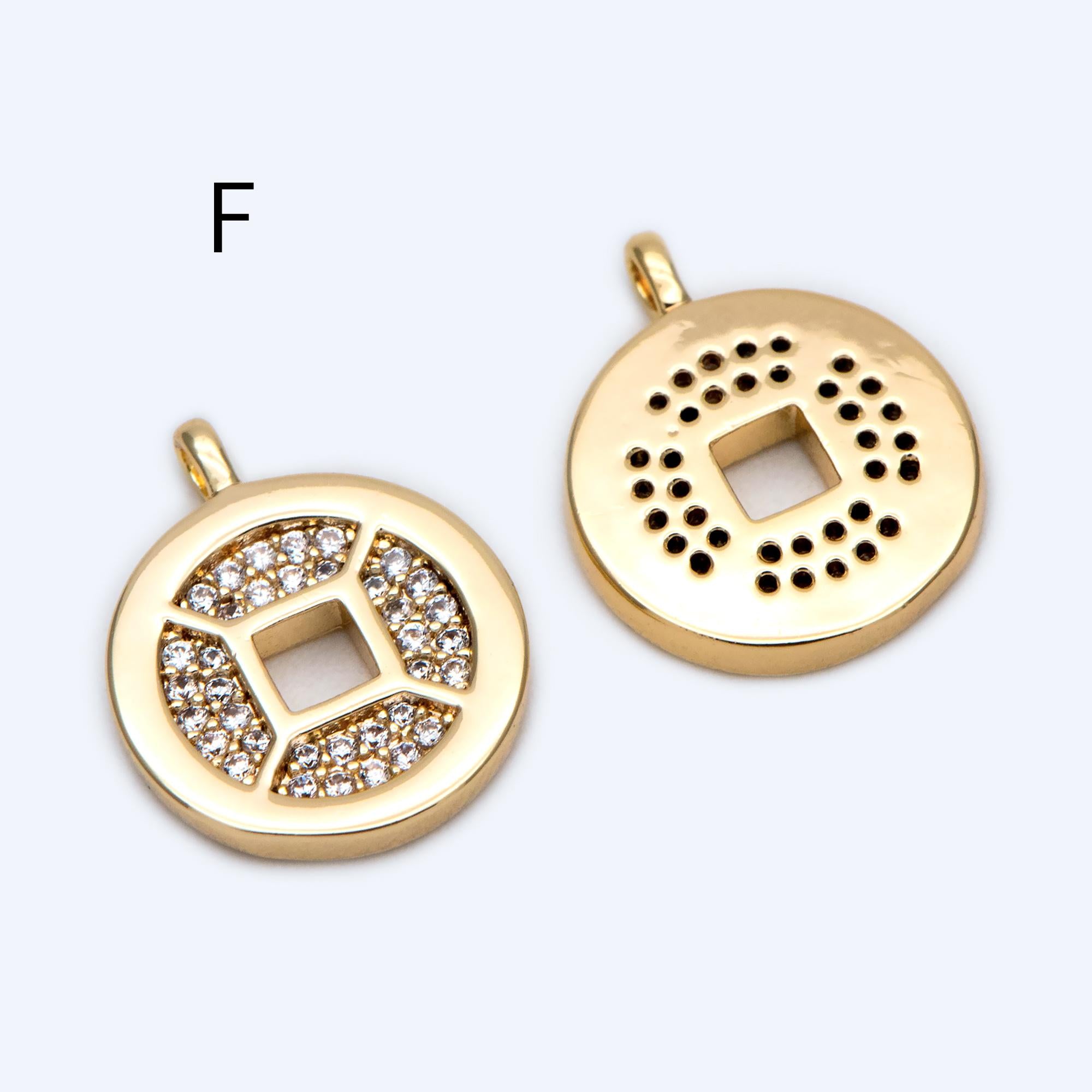 4pcs Gold Round Disc Charms , 18K Gold plated Brass, Jewelry Making, Diy Material, Jewelry Supplies (GB-3464)