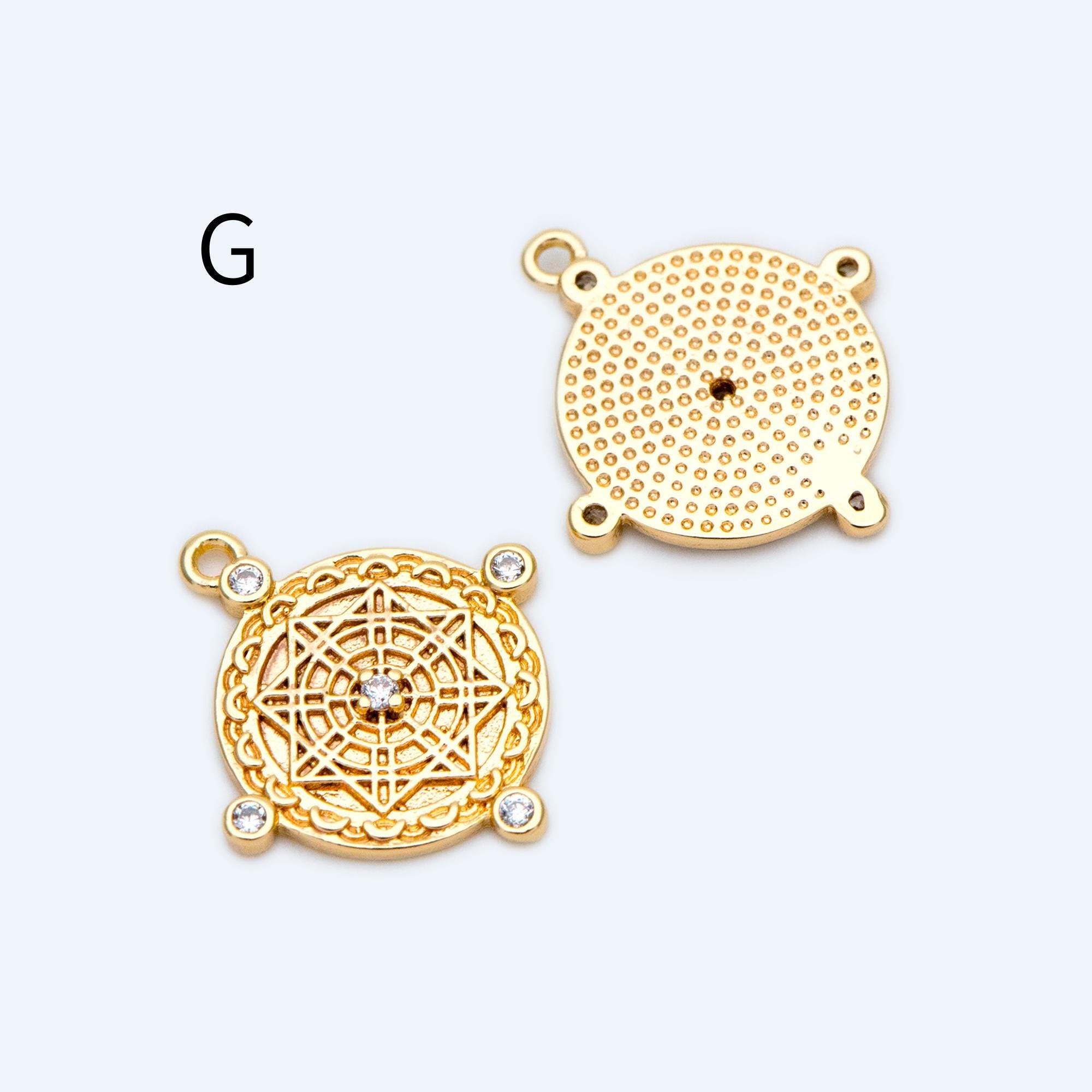 4pcs Gold Round Disc Charms , 18K Gold plated Brass, Jewelry Making, Diy Material, Jewelry Supplies (GB-3464)