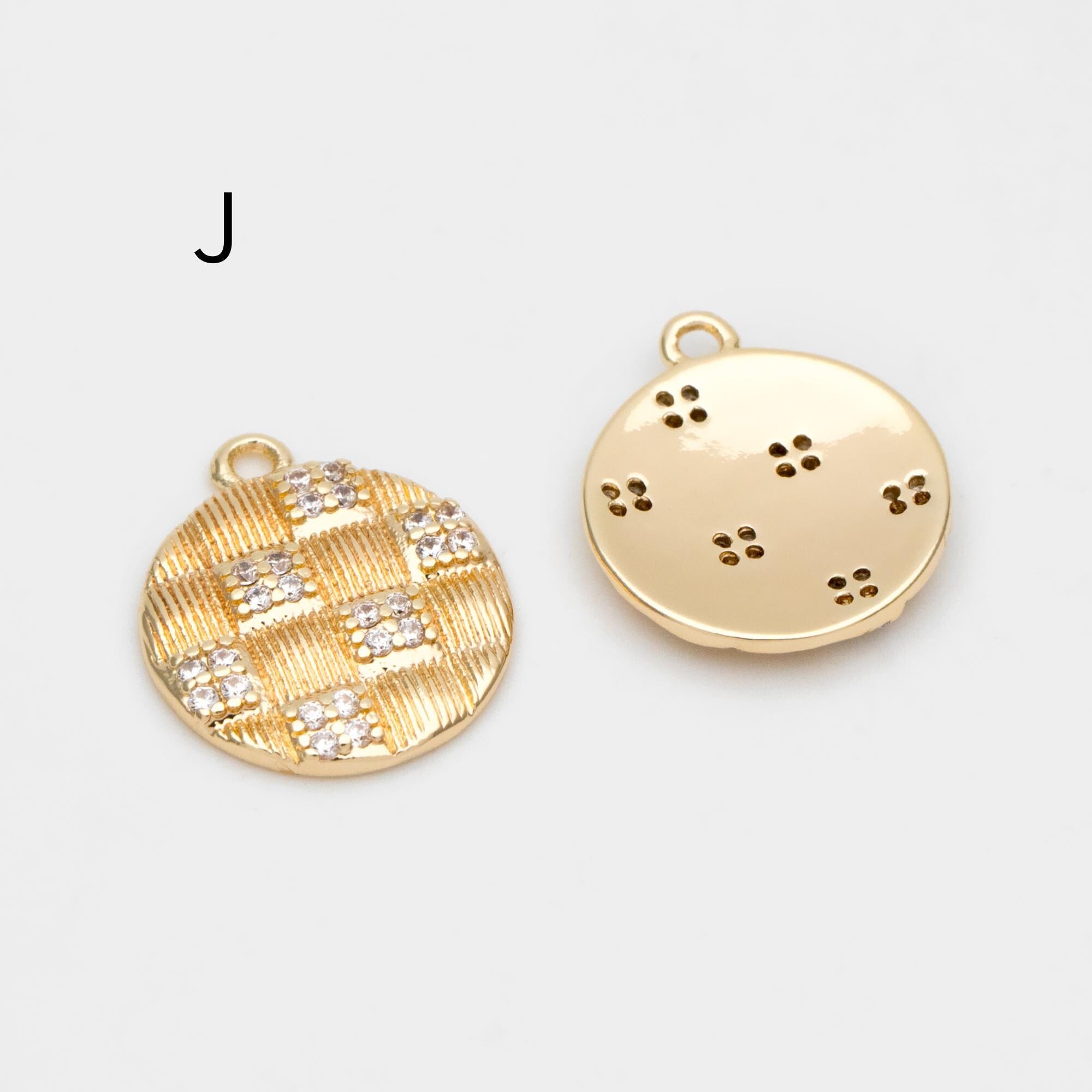 4pcs Gold Round Disc Charms , 18K Gold plated Brass, Jewelry Making, Diy Material, Jewelry Supplies (GB-3464)