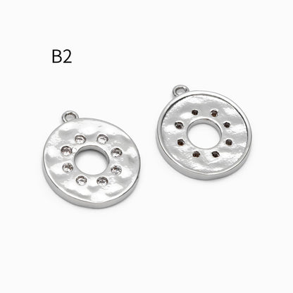 4pcs CZ pave Gold/ Silver Tone Round Oval Charm, 18K Gold/ Rhodium plated Brass, Rhinestone Earring Charm (GB-1872)