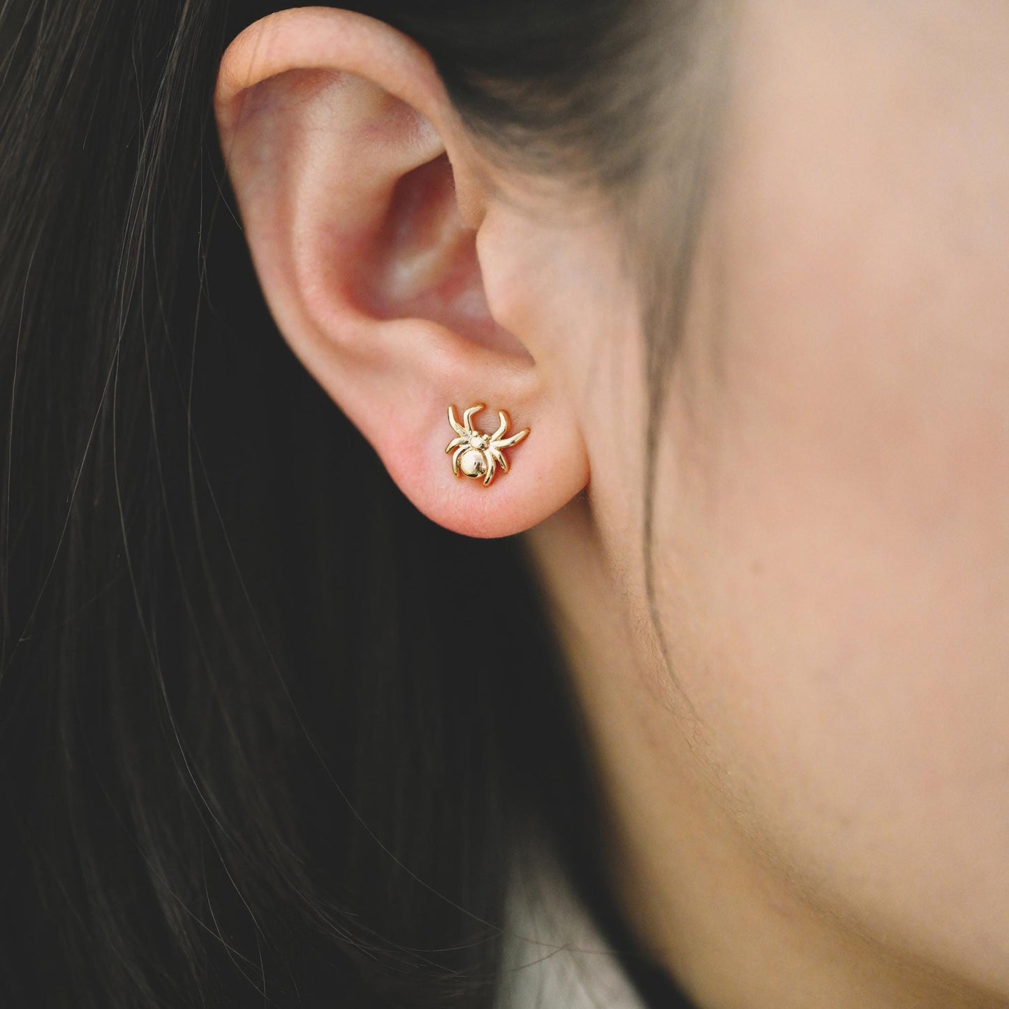 10pcs Gold/ Silver Spider Bat Earrings, Gold/ Rhodium Plated Brass Halloween Stud Earrings (GB-4110)