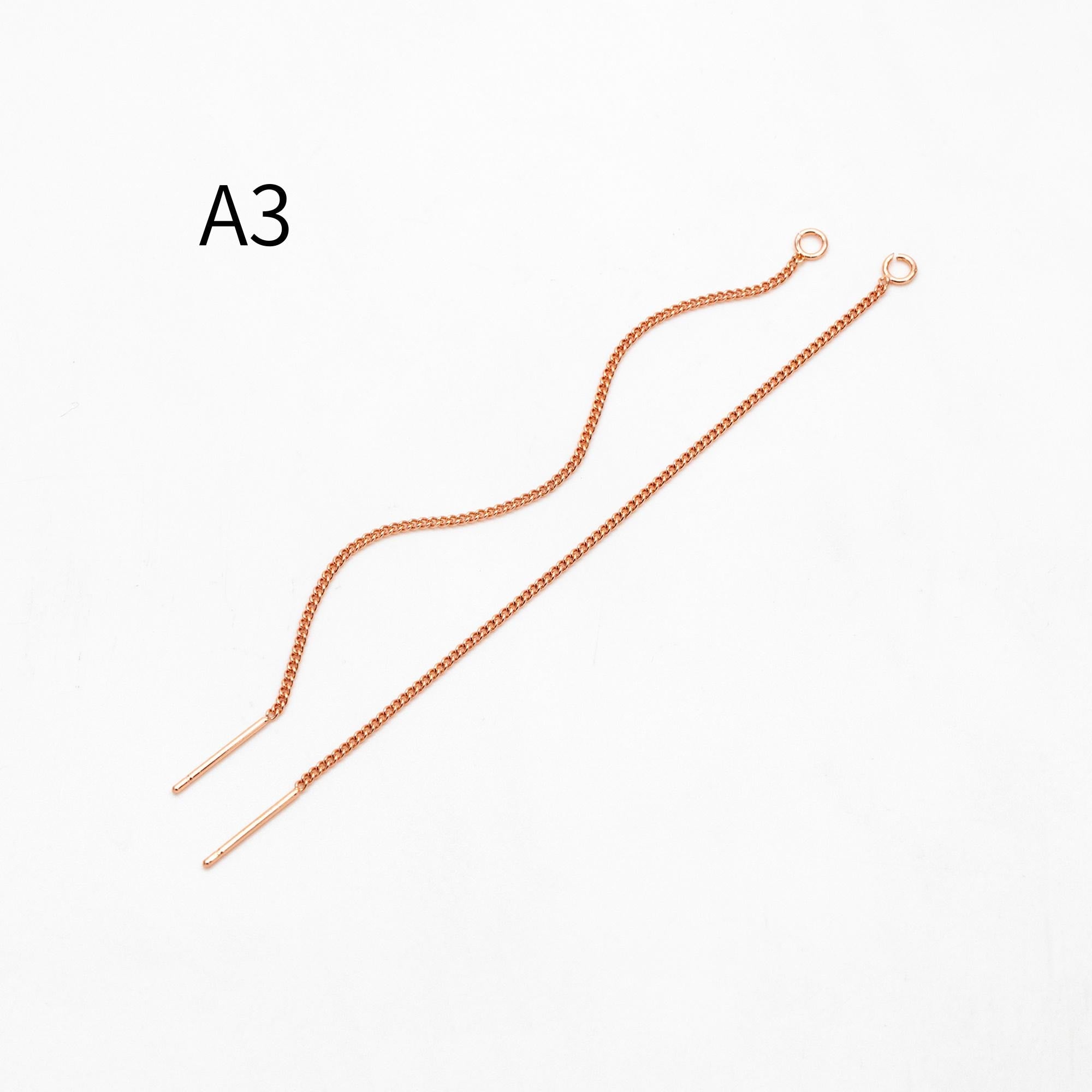 10pcs Gold/ Silver/ Rose Gold Ear Threader Earrings, Earwire Thread with Jump Ring, Color Not Easily Tarnish (GB-333)