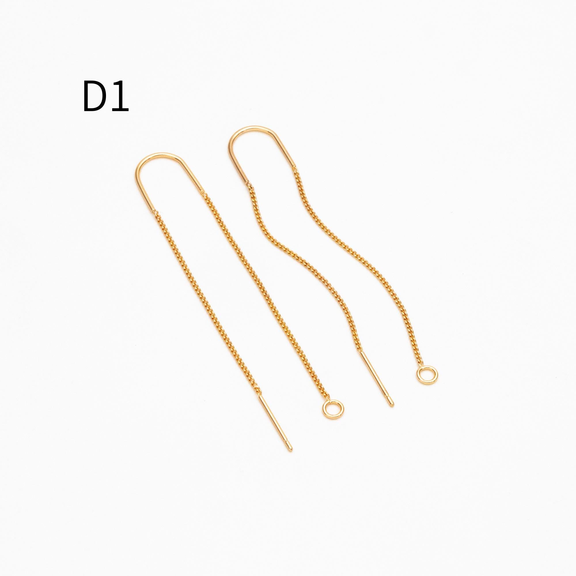 10pcs Gold/ Silver/ Rose Gold Ear Threader Earrings, Earwire Thread with Jump Ring, Color Not Easily Tarnish (GB-333)