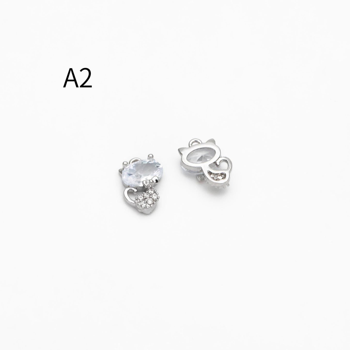 4pcs CZ Pave Gold/ Silver Tone Cute Animal Charms, Jewelry Making, Diy Material, Jewelry Supplies (GB-2074)