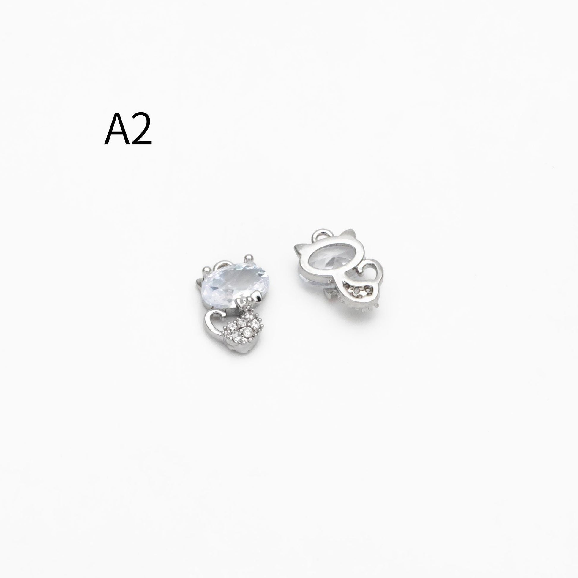 4pcs CZ Pave Gold/ Silver Tone Cute Animal Charms, Jewelry Making, Diy Material, Jewelry Supplies (GB-2074)