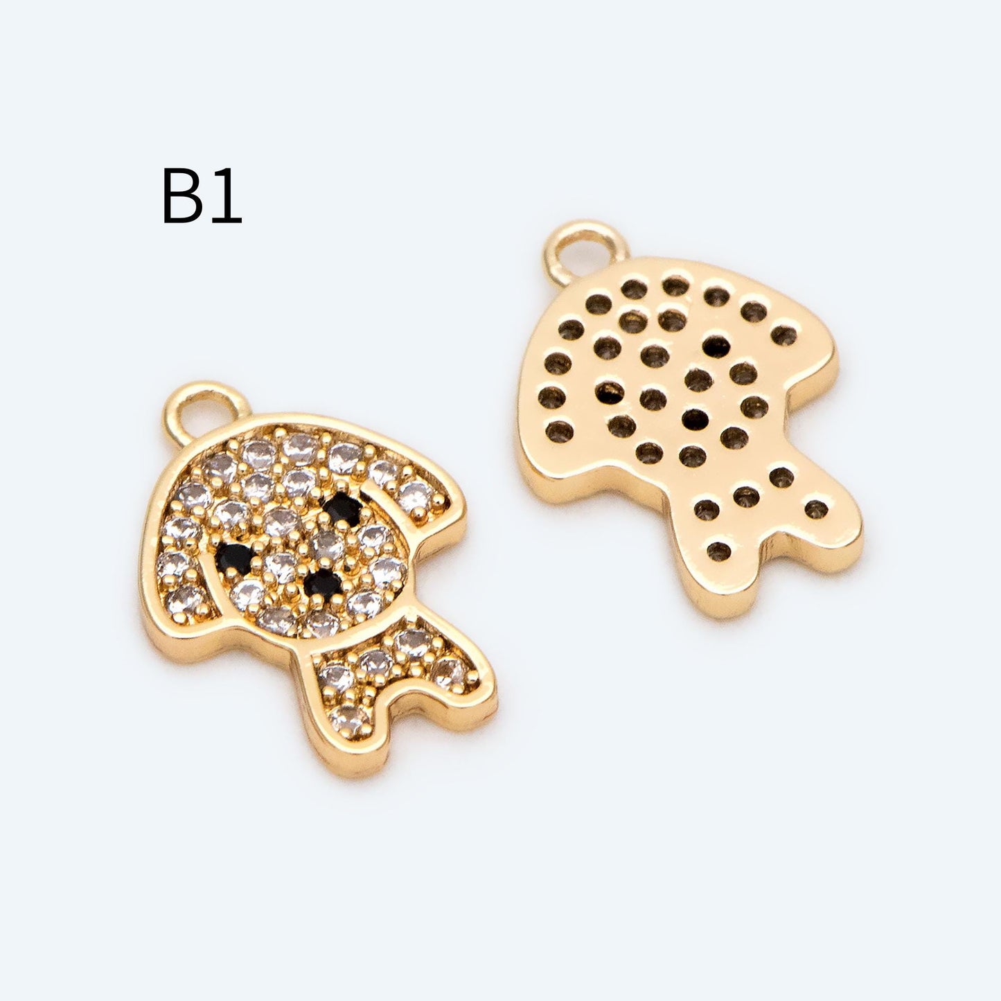 4pcs CZ Pave Gold/ Silver Tone Cute Animal Charms, Jewelry Making, Diy Material, Jewelry Supplies (GB-2074)