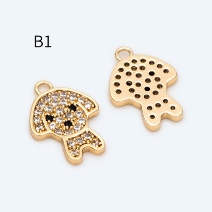 4pcs CZ Pave Gold/ Silver Tone Cute Animal Charms, Jewelry Making, Diy Material, Jewelry Supplies (GB-2074)