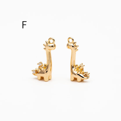 4pcs CZ Pave Gold/ Silver Tone Cute Animal Charms, Jewelry Making, Diy Material, Jewelry Supplies (GB-2074)