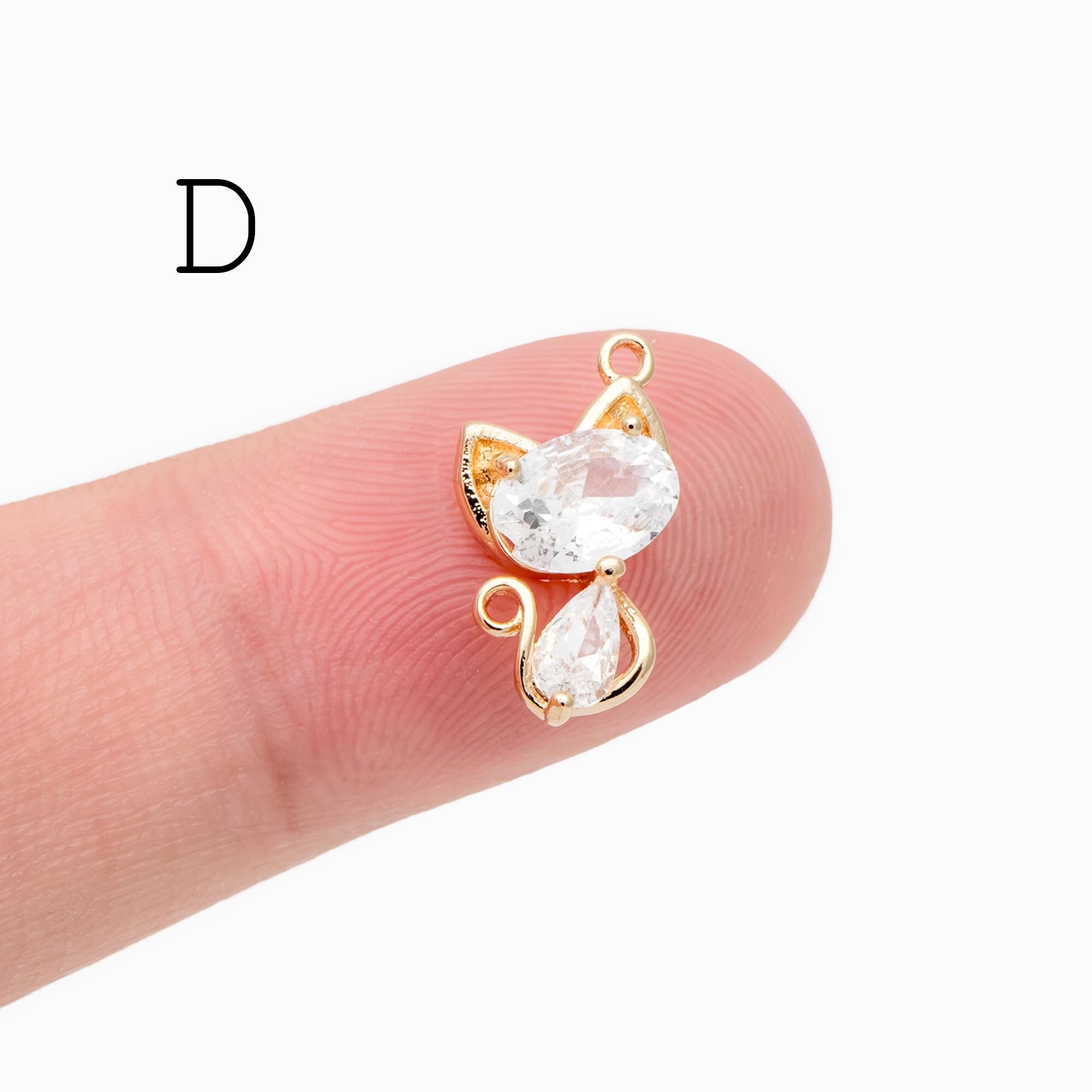 4pcs CZ Pave Gold/ Silver Tone Cute Animal Charms, Jewelry Making, Diy Material, Jewelry Supplies (GB-2074)