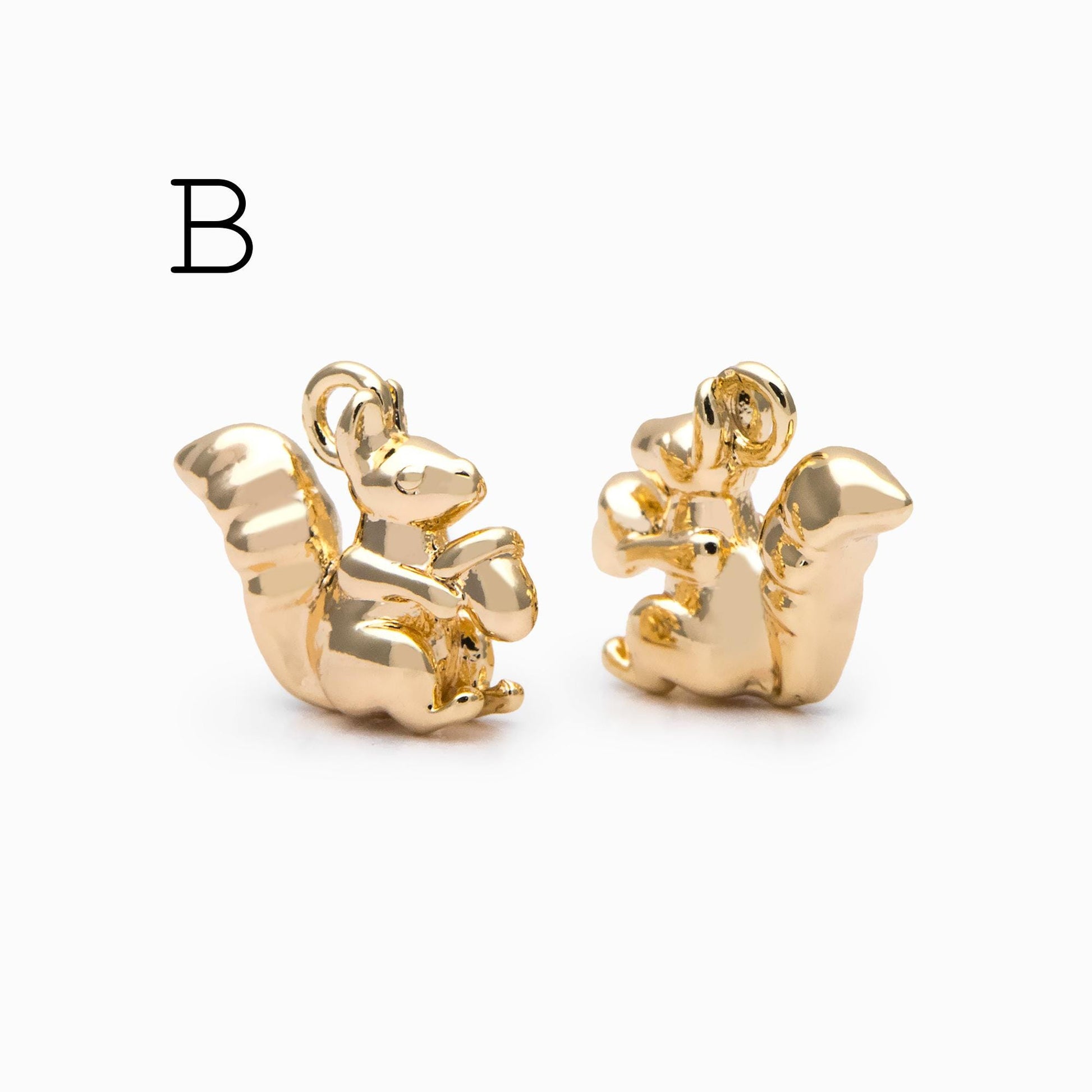 10pcs Gold Cute Animal Charms, Real Gold plated Brass Necklace Pendant, Earring Charm (GB-2835)