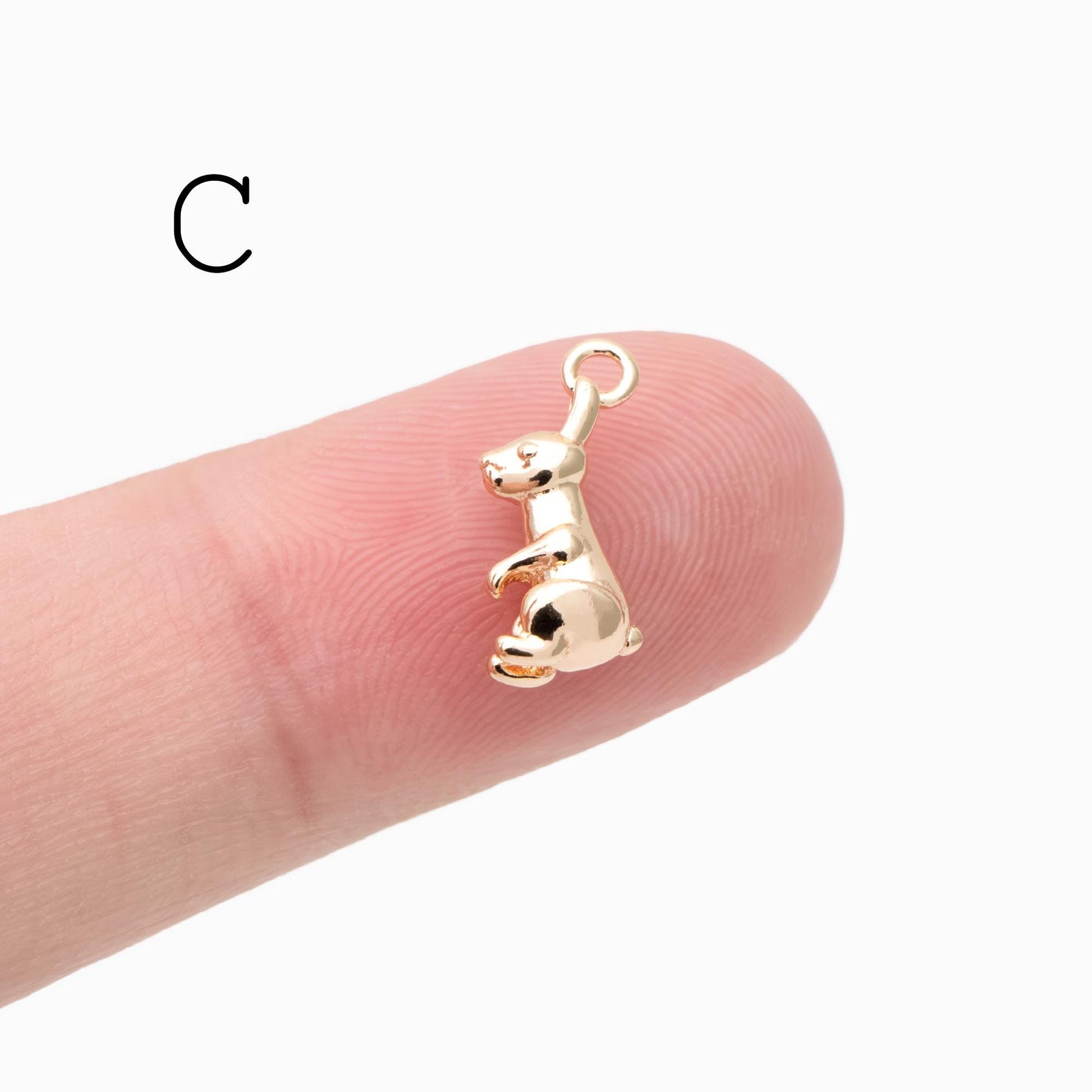 10pcs Gold Cute Animal Charms, Real Gold plated Brass Necklace Pendant, Earring Charm (GB-2835)