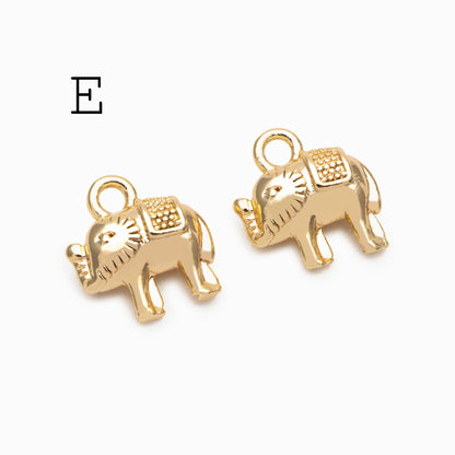 10pcs Gold Cute Animal Charms, Real Gold plated Brass Necklace Pendant, Earring Charm (GB-2835)