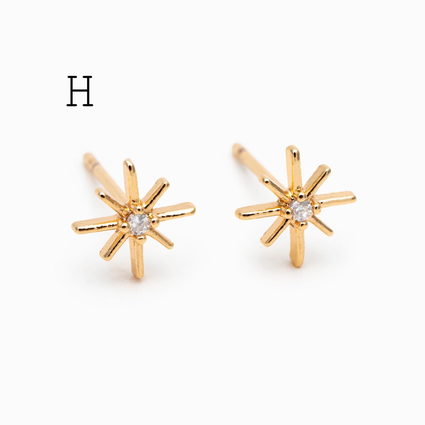 10pcs Minimalist Gold Stud Earring - Sun, Moon, Star Styles (#GB-3041)