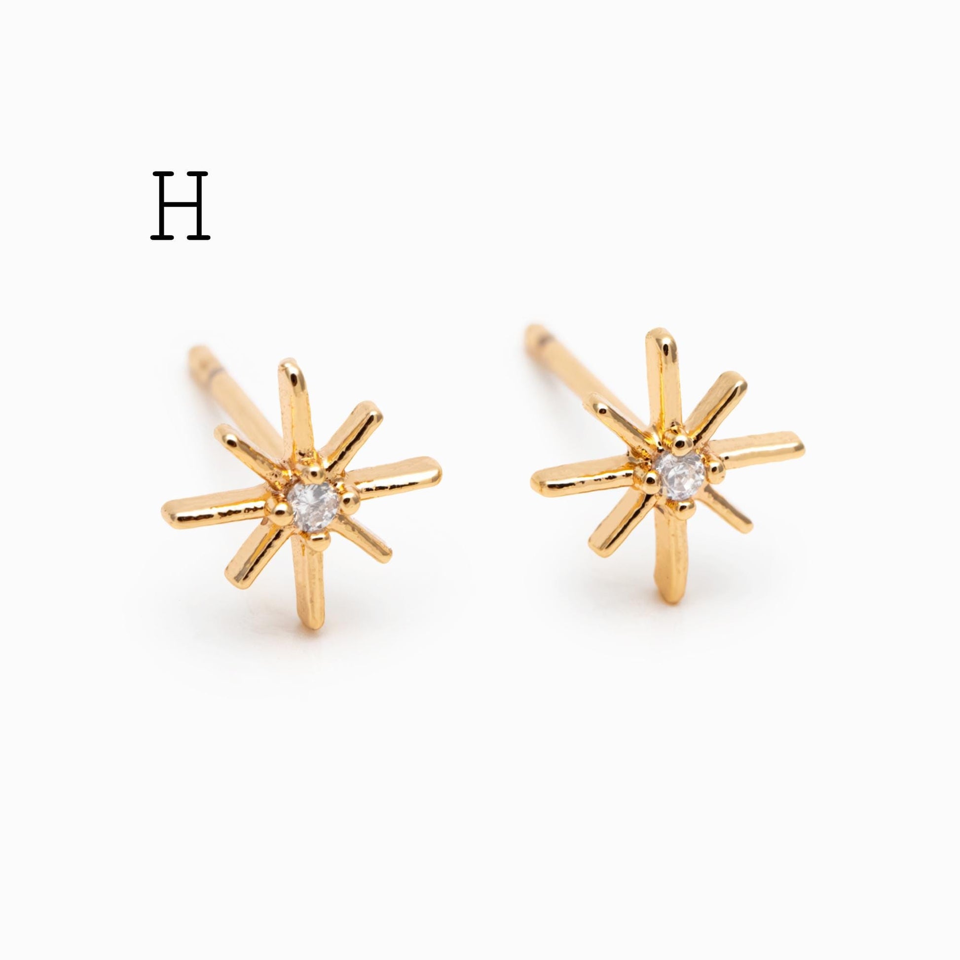 10pcs Minimalist Gold Stud Earring - Sun, Moon, Star Styles (#GB-3041)