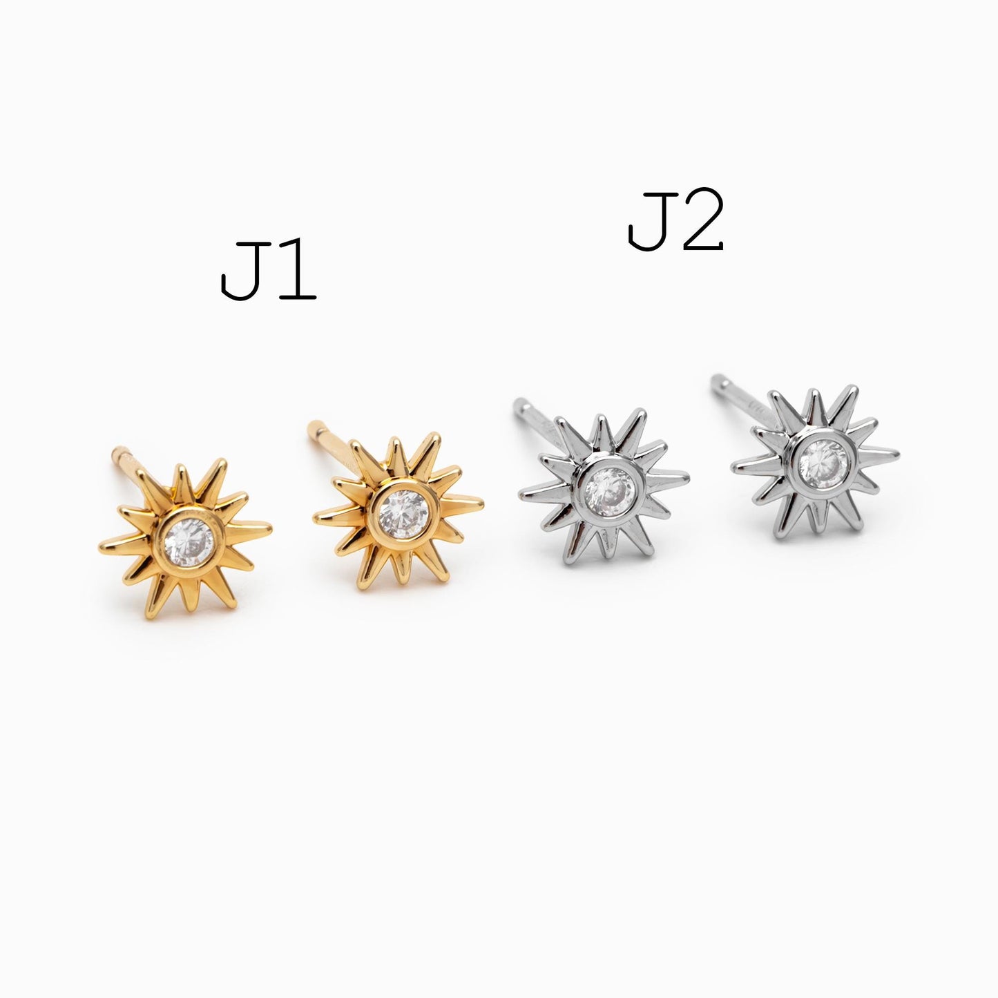 10pcs Minimalist Gold Stud Earring - Sun, Moon, Star Styles (#GB-3041)