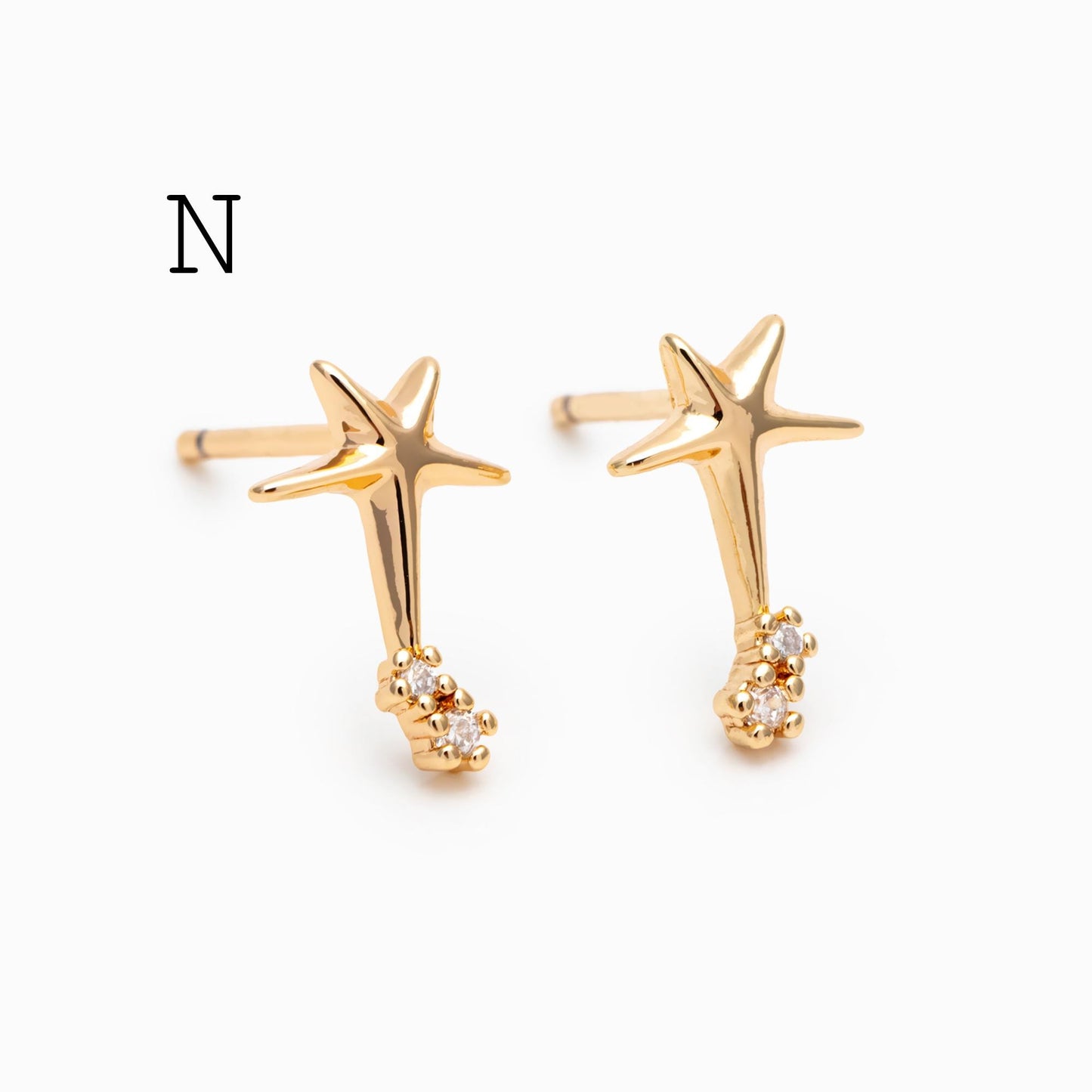10pcs Minimalist Gold Stud Earring - Sun, Moon, Star Styles (#GB-3041)
