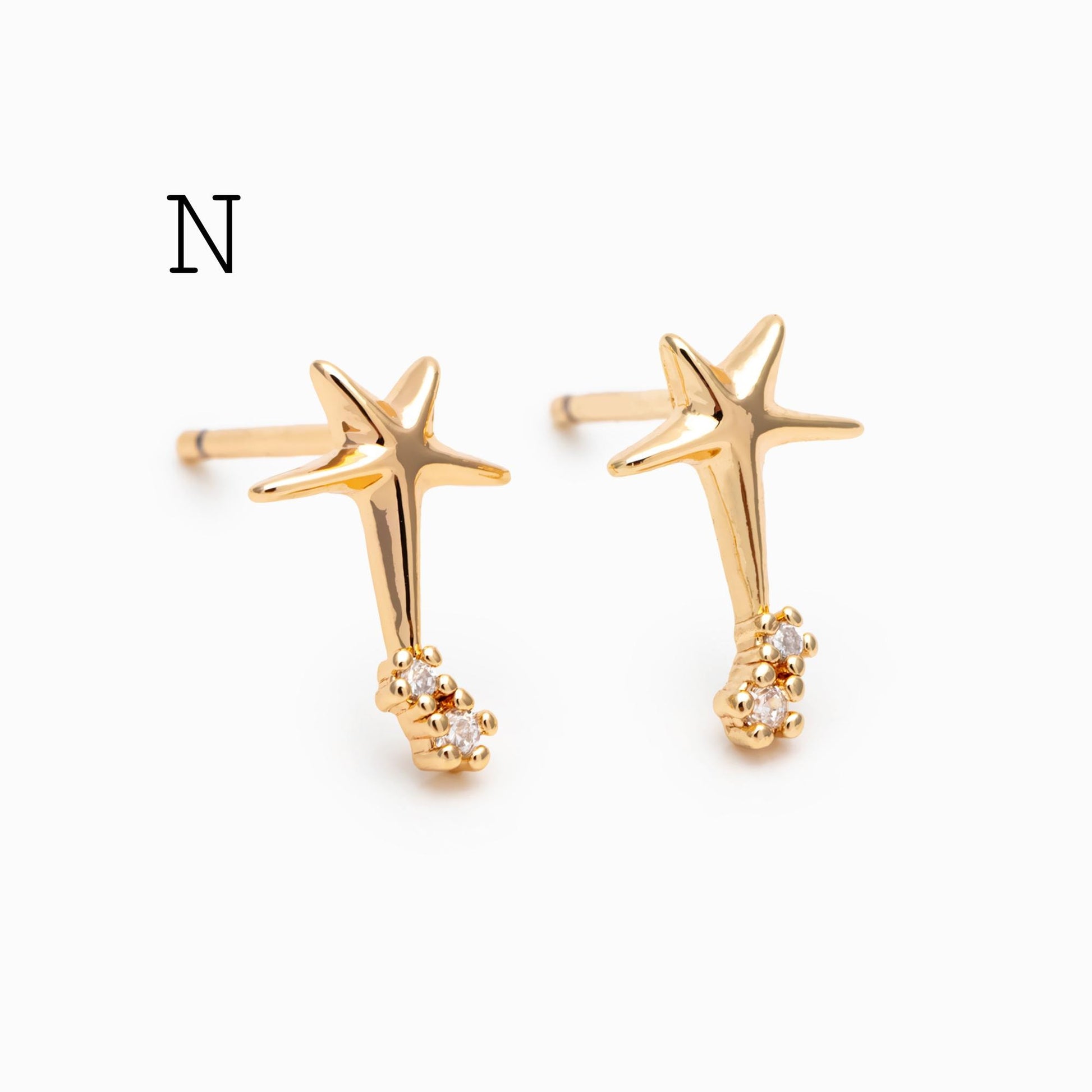 10pcs Minimalist Gold Stud Earring - Sun, Moon, Star Styles (#GB-3041)