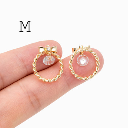 4pcs CZ Pave Christmas Charms: 18K Gold Plated Brass, DIY Jewelry Making, (GB-713)