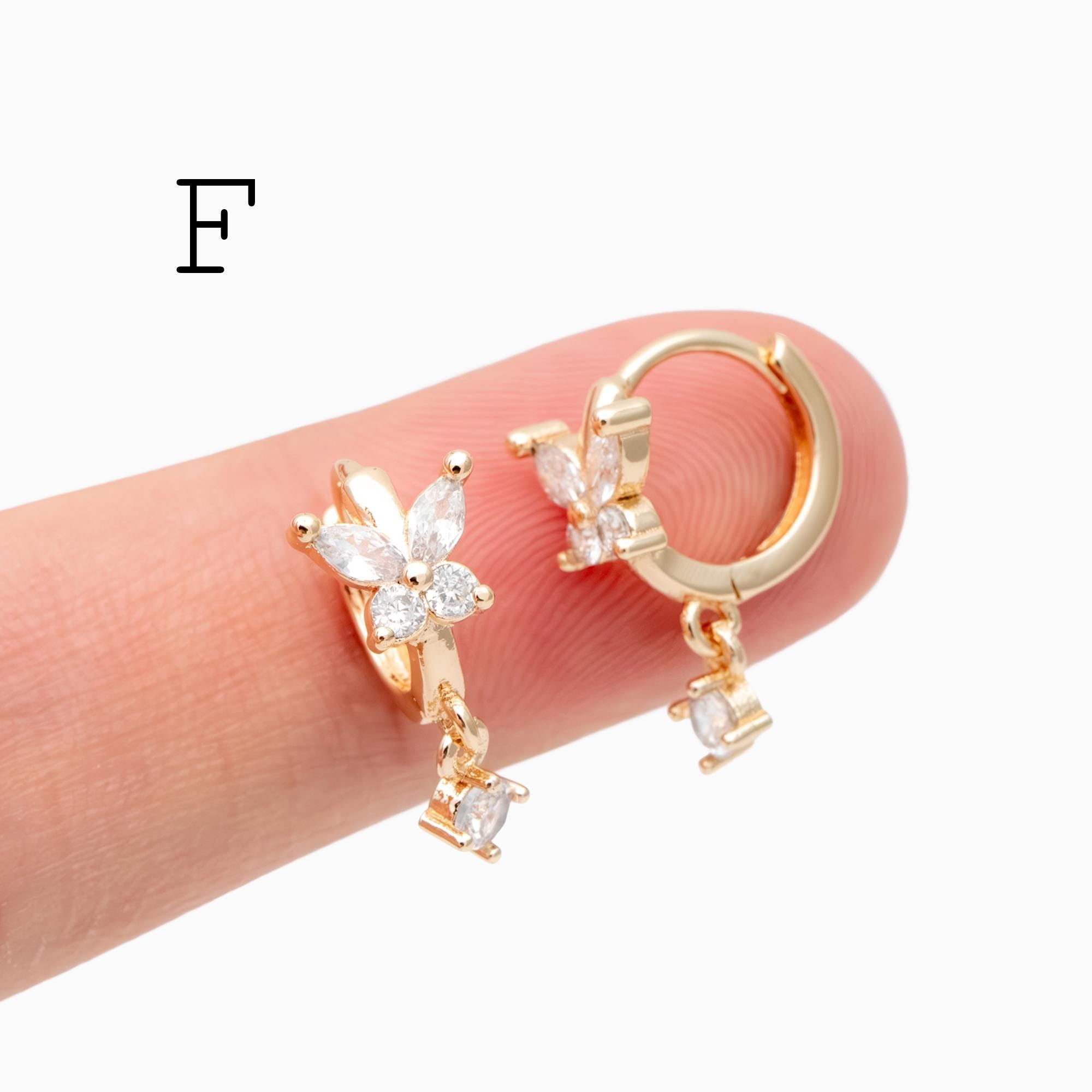 4pcs CZ Pave Tiny Hoop Earrings , Dainty Huggie Earrings, Minimalist Earring, Small Gold Hoops Earring (GB-3477)
