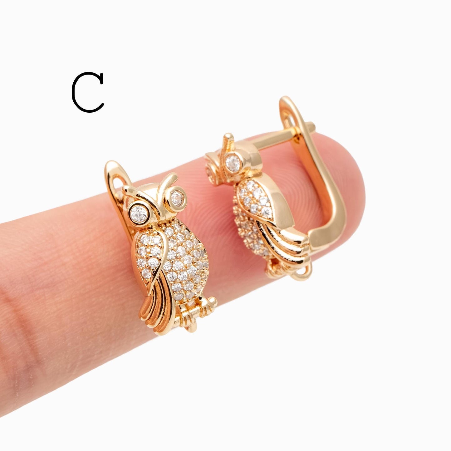 4pcs CZ Pave Gold Click-in Style Leverback Earring, Gold Plated Brass Earring Findings (GB-3002)