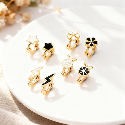 4pcs Gold Enamel Hoop Earrings, 18K Gold plated Brass, Minimalist Huggie Earrings (GB-3843)