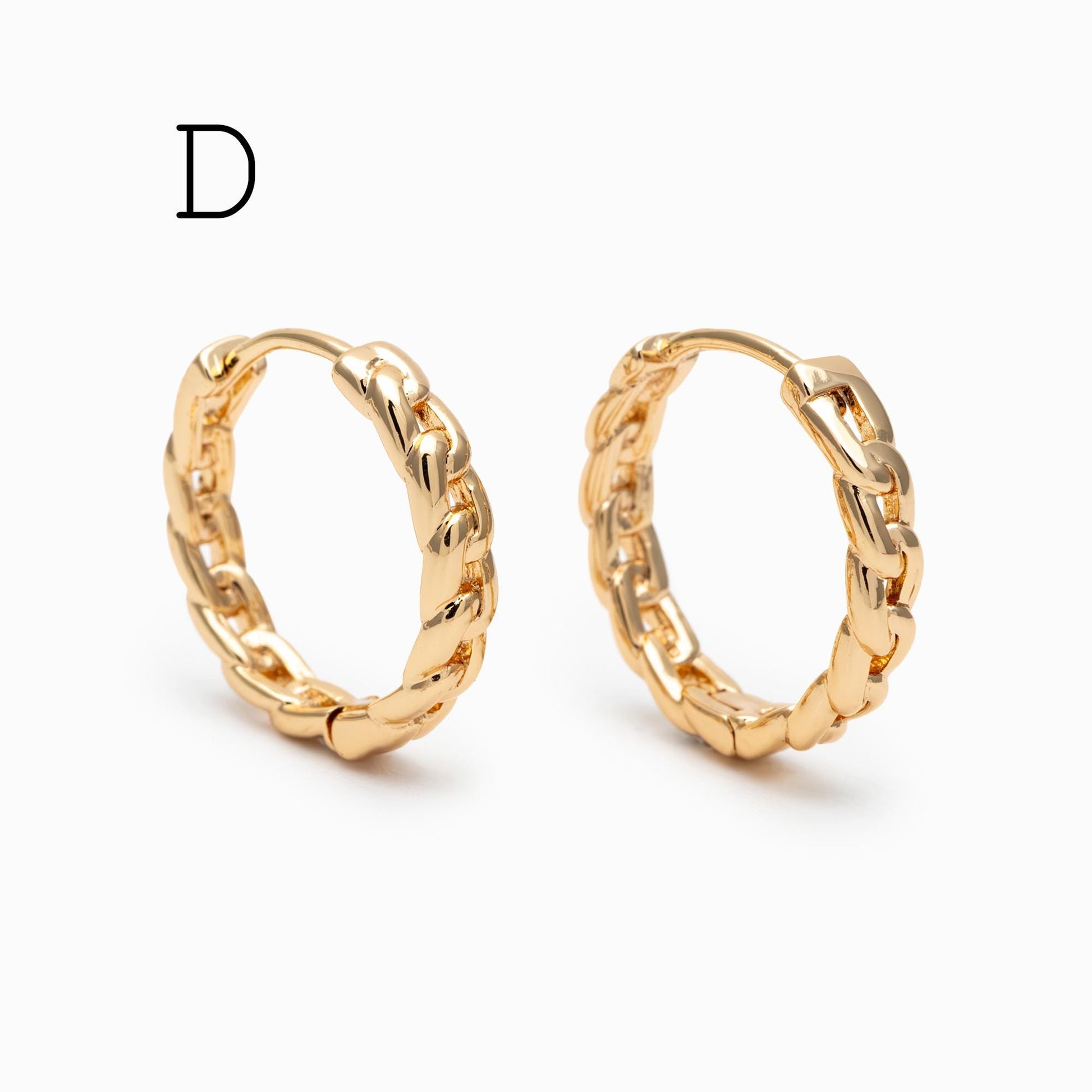 4pcs Gold/ Rhodium plated Hoop Earrings, CZ Pave Huggies (GB-3020)