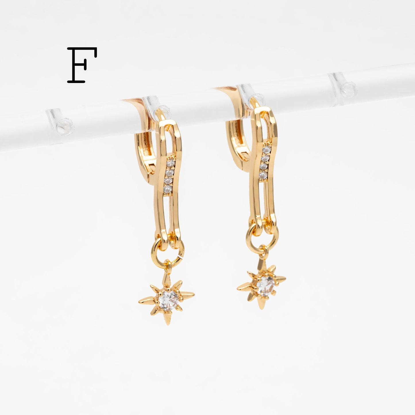 4pcs CZ Pave Hoop Earrings, 18K Real Gold plated Huggie Earrings (GB-3894)