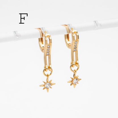 4pcs CZ Pave Hoop Earrings, 18K Real Gold plated Huggie Earrings (GB-3894)